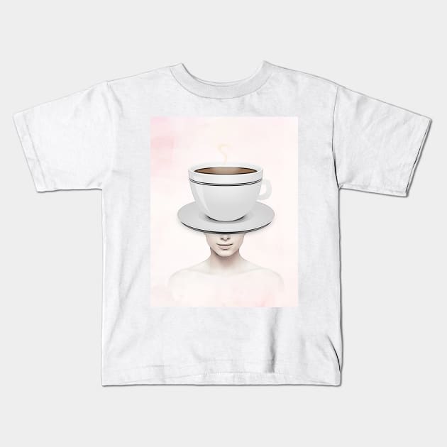 Coffee head portrait Kids T-Shirt by reesea